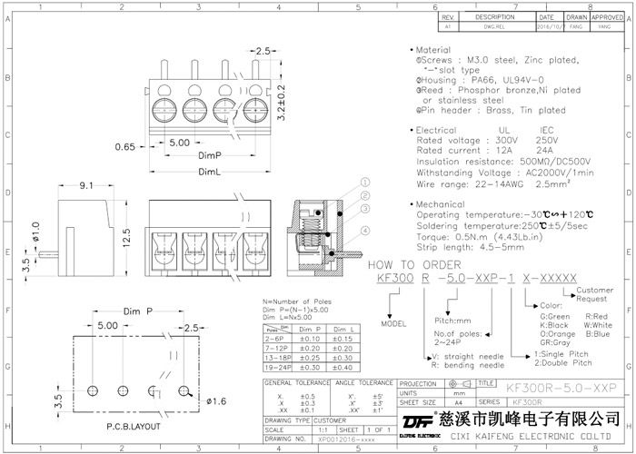 Euro terminal blocks Spring type 2.5mm² Pin spacing 5.00 mm 8-pole PCB connector
