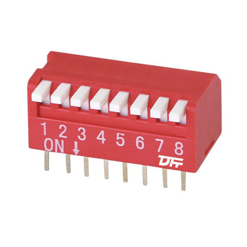 Dip Switch Piano Type 25mA 24VDC Pin spacing 2.54 mm 8-pole in tube packaging