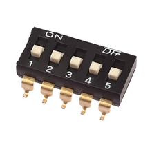 Dip Switch SMT Type 25mA, 24VDC Pin spacing 2.54 mm 8-pole in tube or tape-and-reel packaging